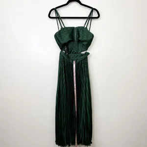 NEW Lulus Got the Glam Emerald Green Satin Pleated Cutout Maxi Gown Dress XS thumbnail 7