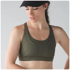 Lululemon Womens Active Luxtreme Pack It In Sports Bra Size 12 Fatigue‎ Green thumbnail 1