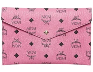 MCM Visetos Leather Clutch Bag in Pink New with Tag thumbnail 1