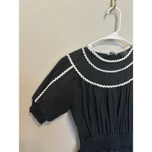 Vici Pleated Cotton Midi Dress Size Small Puff Sleeve Cottagecore Preppy Party thumbnail 5