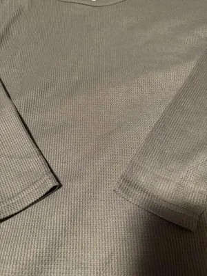 Women's Olive Green Long Sleeve Waffle Tee thumbnail 4