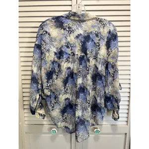 Free People Floral Sheer Long Tab Sleeves Blouse Size XS Button Up Pockets thumbnail 5