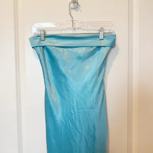 Runaway The Label Satin Maxi Slip Dress XS Aqua Blue Cocktail Event HOCO Prom thumbnail 3