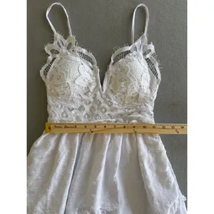 rue21 Dress Small White Lace‎ Swiss Dot Tiered Ruffle Mini Boho Coquette thumbnail 8