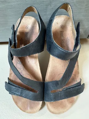 Josef Seibel Womens Black Leather Tonga Sandals EU 39 US 8.5 thumbnail 5