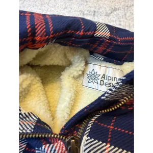 Alpine Design Women's Sherpa‎ Lined Flannel Full Zip Jacket Navy Red Cream NWT thumbnail 4