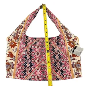 Free People Movement Womens M Hater Crop Top Cream Pink Rust Boho Print Yoga New thumbnail 6