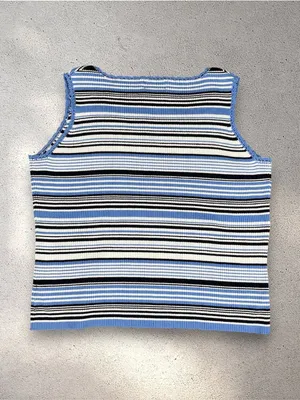 VTG St. John's Bay Top Women's L Blue Striped Sleeveless Fairy Indie Grunge Y2K thumbnail 4