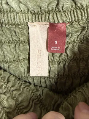 Anthropologie Pilcro Olive Green Smocked Pocket Romper thumbnail 3