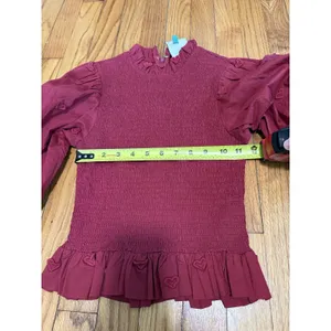 Farm Rio 3D Heart Smocked Red Blouse Size XS thumbnail 9