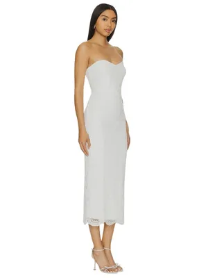 Bardot Kayleigh Midi Dress in White 2 New Womens Lace Strapless thumbnail 3