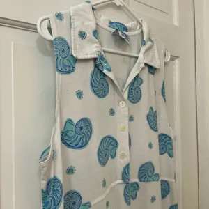 Zip Code Nautilus Shell Maxi Dress XL 100% Cotton Nautical Coastal Resort VTG thumbnail 5