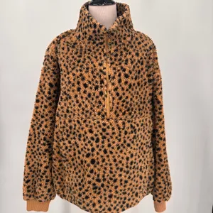 Billabong Faux Fur Leopard Pullover 1/2 Half Zip Sweater Size XL thumbnail 2