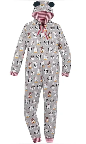 Disney Mickey Mouse Friends Holiday treats One-Piece Pajama hood ears adult XXL thumbnail 1