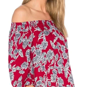 Revolve Splendid Off Shoulder Red/Blue Floral Top‎ - XS thumbnail 5