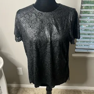 7 for all mankind womans‎ lace black tee thumbnail 4