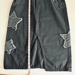Daisy Street Star Patch Black Denim Midi Skirt Women’s Small Streetwear Y2K thumbnail 7