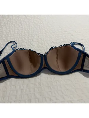 B. Tempt’d Blue Lace Bra 32DD Ciao Bella Balconette 953144 Underwire Lined thumbnail 4