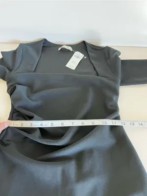 NWT Abercrombie and Fitch Women's Long Sleeve Ruched Square Neck Top Black‎ thumbnail 9