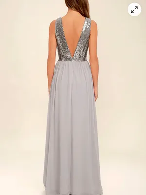 Lulus Elegant Encounter Pewter Sequin Maxi Dress Size Small thumbnail 2