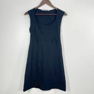 Athleta Black Square Neck Sleeveless Sheath Dress‎ Organic Cotton Spandex Small thumbnail 2