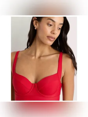 NWT Quince Italian Underwire One-Piece Swimsuit Cherry Red Sz L thumbnail 2