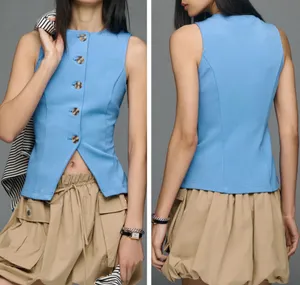 Anthropologie Maeve Button-Front Knit Vest, Size L thumbnail 2