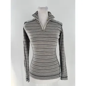 Smartwool Merino Wool 1/4 Zip Base Layer Top XS Gray Stripe Mock Neck Outdoor thumbnail 2