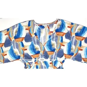 Baltic Born Morgan Kimono Maxi Dress XL Blue White Floral Abstract Peasant thumbnail 7