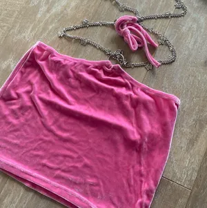 Pink velour butterfly chain bodycon cut out halter dress S NEW thumbnail 3