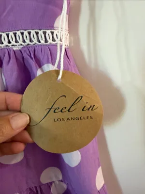 V-Neck Purple Polka Dot Tiered Casual Dress thumbnail 2
