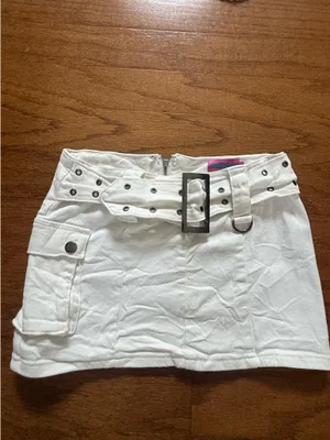 Edikted white mini skirt with buckle  thumbnail 2