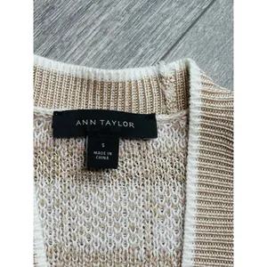 Ann Taylor Plaid Boyfriend Button Front Cardigan in Cream Small thumbnail 6