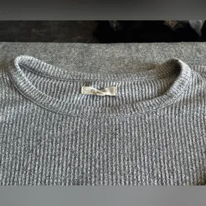 Madewell Ribbed Gathered Sleeve Top Gray Size Small‎ thumbnail 2