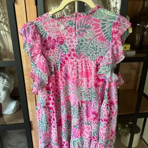 Red Dress Boutique Aura floral smocked dress mini colorful chiffon flutter ruffle short sleeve thumbnail 4