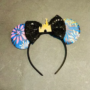 Disneyland Fireworks Cinderella Castle design Minnie Mouse ears headband thumbnail 2