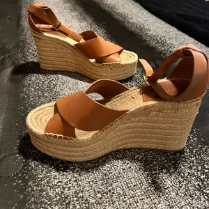 Womens 8M Tory Burch Selby wedge espadrille sandal brown/jute-wrapped platform thumbnail 4