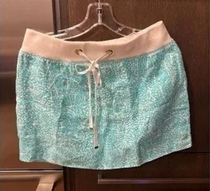 Lilly Pulitzer small Hayden Beach Mini Skirt Linen Blue‎ Drawstring thumbnail 1