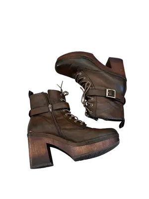 Korks Lace-up Ankle Boots Chunky Heel Platform Goth Grunge Steampunk Gorpcore thumbnail 3