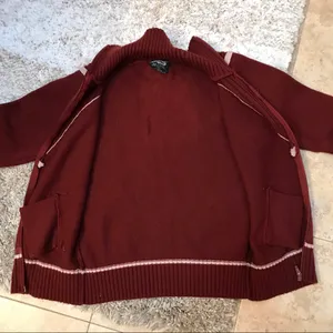 Vintage Sultra zip up sweater jacket maroon size S 70’s era Pockets thumbnail 8