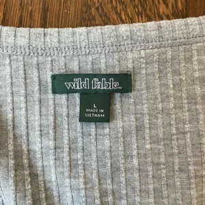 Wild fable target gray cropped Henley style ribbed top thumbnail 2