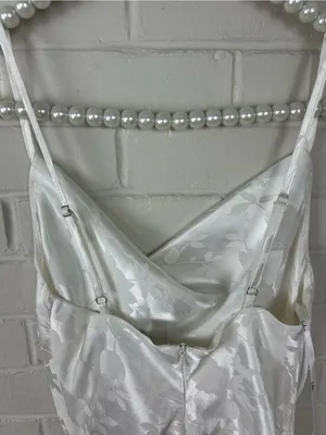 Lulus Close To Your Heart White Satin Jacquard Cowl Slip Mini Dress Size XS thumbnail 8