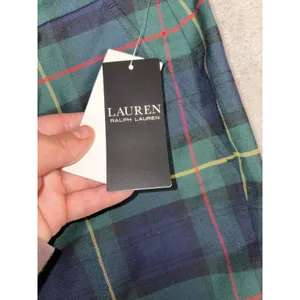 NWT‎ Lauren Ralph Lauren Plaid Tartan Cuffed Ankle Trousers Women's 2 Wool Navy thumbnail 5