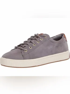 Sperry Gray Suede Low-Top Sneakers with Brown Heel Accent thumbnail 2