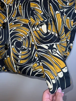 Farm Rio Toucan Spirals Blazer NWT Off White Tropical Print Jacket‎ S thumbnail 10