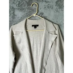 Ann Taylor Long Duster Jacket Small Cotton Blend Neutral Minimalist Lightweight thumbnail 2
