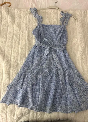 Altar'd State Light Blue Floral Mini Dress thumbnail 1