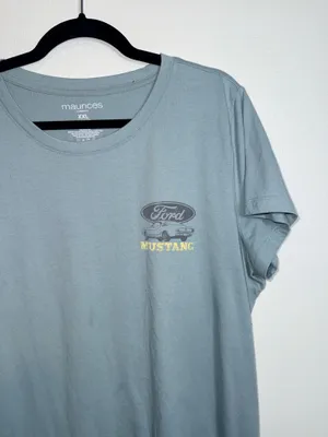 Maurices Mustang Wild & Free Graphic Tee Light Aqua Short Sleeve thumbnail 4