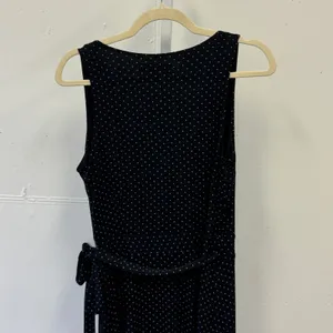 LOFT Polka Dot Sleeveless Wrap Dress Navy Blue White V-Neck Small Soft Stretch thumbnail 6