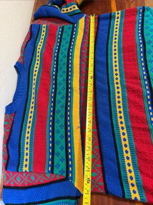 Vintage bright striped sweater plus size cottagecore rainbow 80s granny thumbnail 5